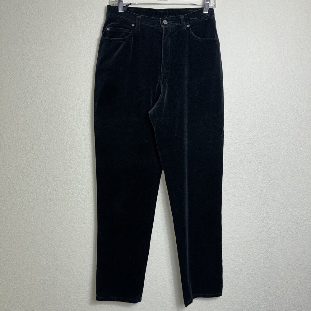 Company Women Size 8 Black Velvet Pants High Waisted Straight Leg Cotton Vintage